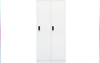 vidaXL steel wardrobe cabinet white rectangular design