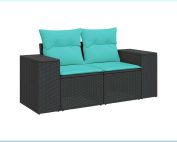 Versatile footstool from the sofa set used as an extra seating ottoman.