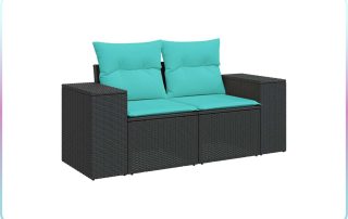 Versatile footstool from the sofa set used as an extra seating ottoman.