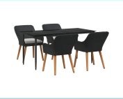Poly rattan patio dining furniture set with weather-resistant wicker chairs and cushions