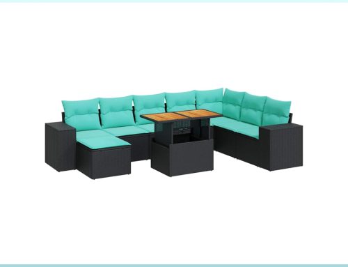 vidaXL 9-Piece Poly Rattan Patio Sofa Set With Cushions