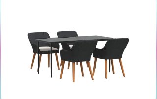 vidaXL garden dining set arranged on a patio with four rattan chairs and a table